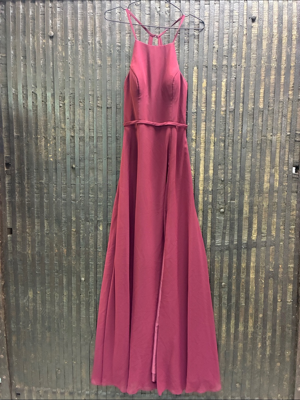 Azazie Fuchsia High-Neck Halter Maxi Dress